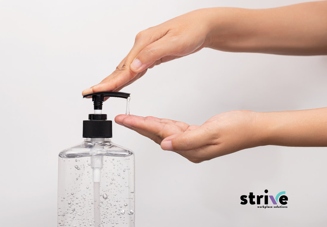 Hand Sanitizer available at Strive Workplace Solutions